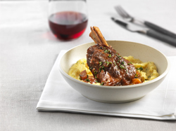 Red Wine Braised Lamb Shank with Creamy Polenta